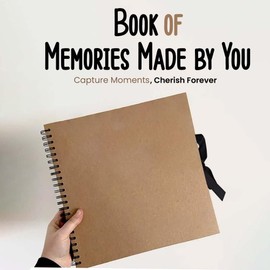 Scrapbook Photo Album Small 15 x 15cm Brown Square Scrap Book Photo Album With 40 sheets 80 pages and Ribbon Closure Ideal for Wedding Family Baby Vacation Arts Crafts DIY