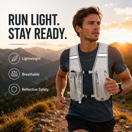 Reflective Running Hydration Vest for Sports – Lightweight Phone Storage Backpack for Trail & Cycling