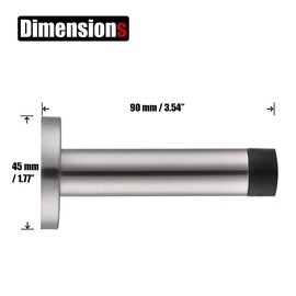 JQK Door Stopper Gold, 304 Stainless Steel Thicken 1mm Sound Dampening Door Stop Bumper Wall Protetor 2 Pack, Brushed Gold Black Tip, DSB5-WG-P2