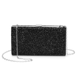 DTGN Evening Bags Clutch Purses for Women Formal, 2-Side Rhinestone Crossbody Handbags Metal Clasp Purse Sparkly for Wedding Guest Party Black