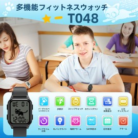 EZON Learning & Exercise Watch T048 - 365 Days Operation, Water Resistant to 50 Meters, Electronic Cat Linkage, Ultra Lightweight 0.4 inches (11.3 mm), Learning Timer (For Students and Sports), Black