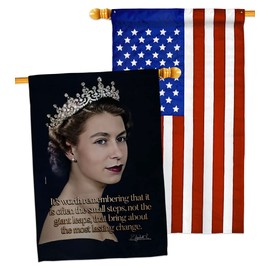 Remembering ER II House Flags Pack Sweet Life Biography Remembrance Memorial Postive USA Applique Small Decorative Gift Yard Banner Double-Sided Made In 28 X 40