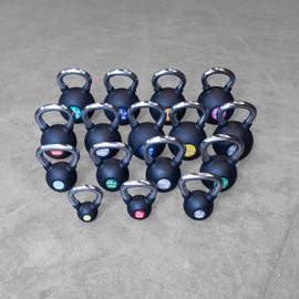 Body-Solid Tools (KBZ65) Cast Iron Kettlebells from 5, 10, 15, 20 lb to 80 lbs with Rubber Coated Colored Weight and Non-Slip Handle, Kettlebell for Strength Training Home and Commercial Gym Equipment, 65lb