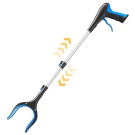 Telescopic Grabber Reacher Tool, 5-Level Adjustable Length (23'' to 41'') - Trash Claw Gripper, Pickup Stick for Litter Picking, Yard Work, and Seniors (Blue)