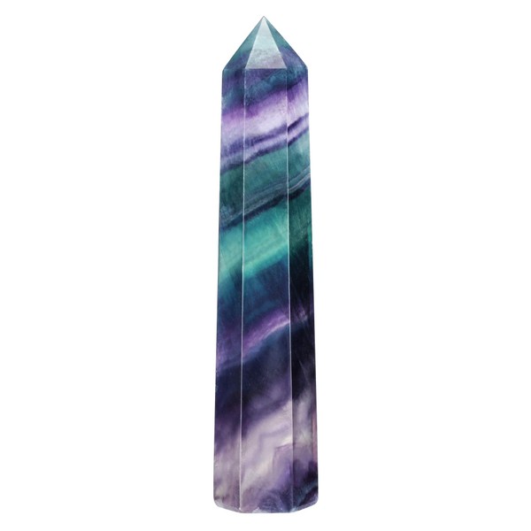 CrystalTears Fluorite Crystal Wand 3"-3.5" Natural Healing Crystal Tower 6 Facted Quartz Crystal Point Gemstone Prism Wand for Reiki Energy Healing Meditation Home Decor Crystal Gift