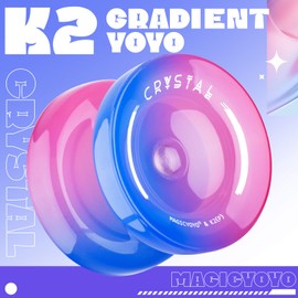MAGICYOYO K2 Crystal Yoyo for Kids Beginners, Responsive Yoyo with Unresponsive YoYo Bearing for Replacement, Plastic Yoyo Professional with 12 Yoyo Strings, Yo Yo Case, Yo-Yo Accessory Set-Blue Pink