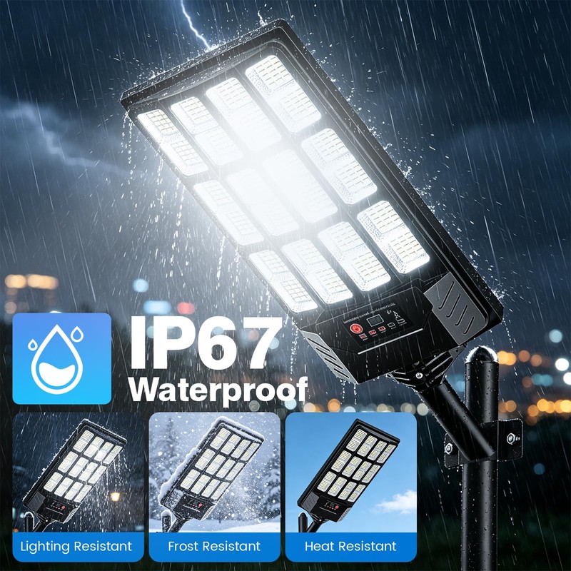 JWT 2 Pack Solar Street Lights Outdoor Waterproof, Commercial Solar