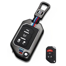 YONUFI for Jeep Key Fob Cover Metal key Case Compatible for Gladiator JT Wrangler JL JLU Rubicon Key Fob Holder Protector Shell (JPC-Gray)