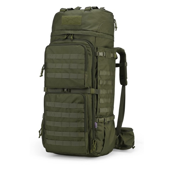 Mardingtop 75L Molle Hiking Internal Frame Backpacks with Rain Cover for Camping,Backpacking,Travelling(Army Green)