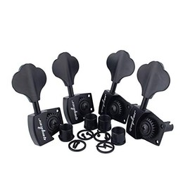 Guyker Bass Tuners (4 for Right) - 1:26 Ratio Open Gear Tuning Key Pegs Machine Head Replacement for Electric Jazz Guitar Bass or Precision Instruments - Black