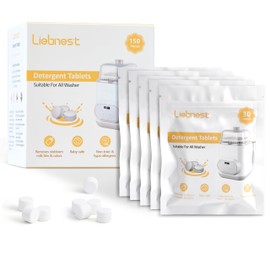Liebnest 150Pcs Bottle Washer Tablets, Detergent Tablets Compatible with All Kinds of Baby Bottle Washers, No Residue & Odor