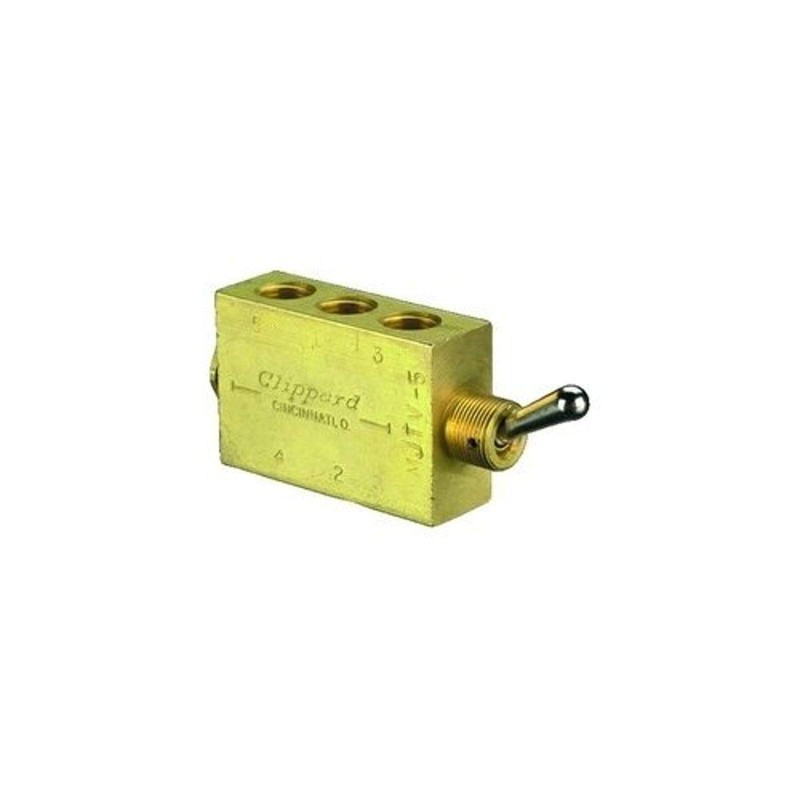 Clippard MJTV-5 4-Way Toggle Valve, Enp Steel Toggle, 1/8" NPT,