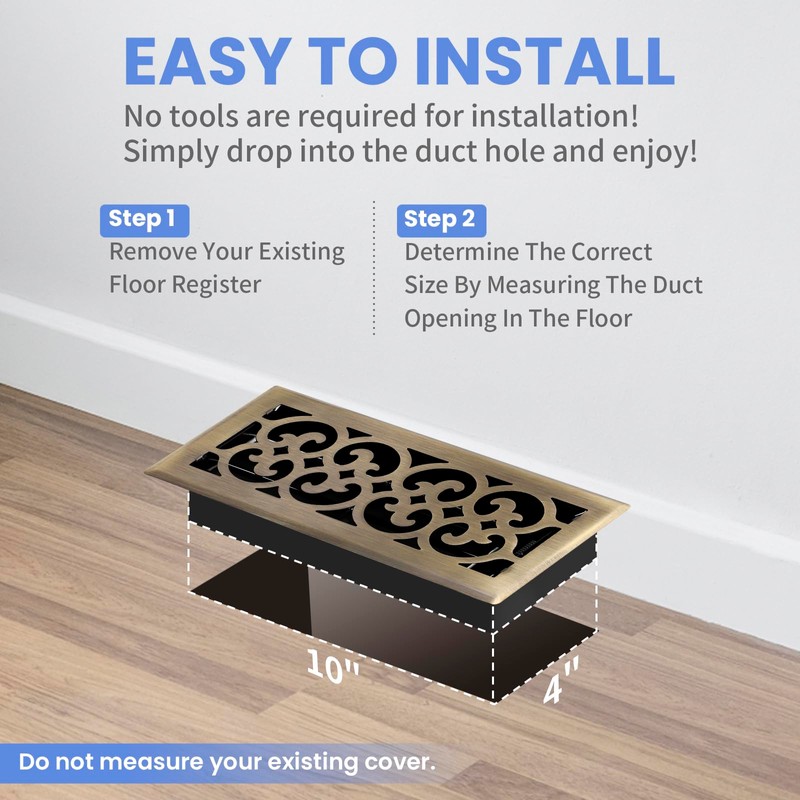 Howeall 4x10 Inches 6 Pack Heavy Duty Walkable Floor Register