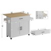 IRONCK Rolling Kitchen Island Table on Wheels with Drop Leaf,