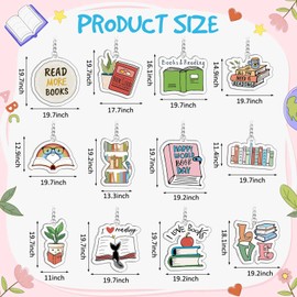 Equsion 48 Pcs Book Lovers Gifts Funny Book Keychain Bookish Party Favor Accessories, Birthday Gifts for Women