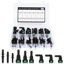 WODHMIEY 36 Piece Quick Release Fuel Line Connector Set SAE 9.89 mm 9.49 mm 7.89 mm 6.3 mm Fuel Hose Connector Straight & Angle for Car Motorcycle Boat ID8 mm ID6 mm ID3 mm (9 Sizes)
