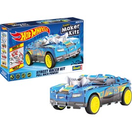 Revell 50314 D-Muscle, Toy Car 1:32 with Jumping Jump, Hot Wheels Maker, Assemble and Drive, with Pull Back Motor, Blue