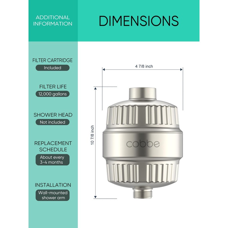 Cobbe High Output Shower Filter – 99% Removal Shower Head
