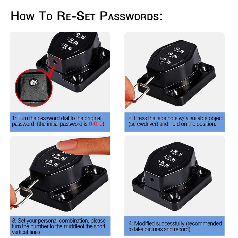 Keyless Cabinet Combination Lock,3-Digit Combination Lock Twist Knob Hasp Latch