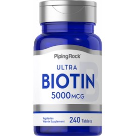 Piping Rock Biotin 5000mcg | 240 Tablets | Beauty Vitamin Supplement | Vegetarian, Non-GMO, Gluten Free