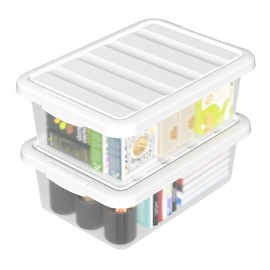 Buyitt 14 Quart Plastic Clear Storage Bin, Stackable Latching Box with Lid, 2 Packs