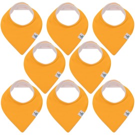 Toppy 8-Pack Bandana Bibs for Baby Girl and Boys, Organic Cotton Baby Bibs for Drooling and Teething Boys Girls Unisex, Newborn Bandana - Goldenrod