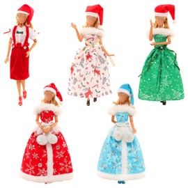 Miunana Christmas Girl Doll Clothes Fit for 11.5 Inch Girl Doll Chirstmas Dress 8 Item Skirt for 12 Inch Girl Doll Christmas Custom Outfit and Hats