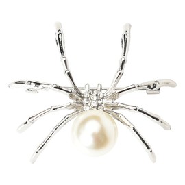 White Pearl Brooch Pins Spider Brooches for Women Halloween Lapel Pin Rhinestone Spider Brooch Pearl Pins for Clothes Halloween Costumes Accessories for Women Gothic Brooch Pin Spider Pearl Brooches