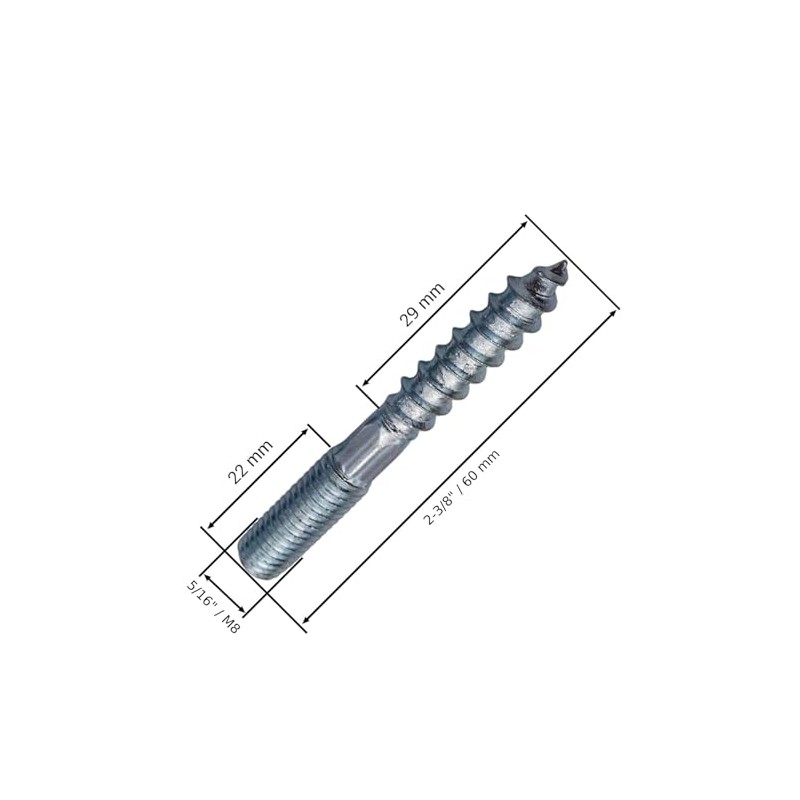 (Pack of 20) Hanger Bolts 5/16" x 2-3/8" (M8 x