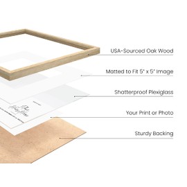 HAUS AND HUES Modern Oak Wood Picture Frame, Beige, 10x10 inches, Matted, Set of 6, Gallery Wall Frame