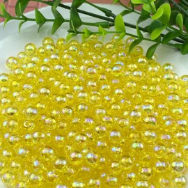 Jmassyang 2000 Pieces 4mm Glossy Acrylic Round Beads AB Color Spacer Bubble Bead Plastic Crafts Bead for DIY Necklaces Bracelets Earrings Jewelry Making (Yellow AB)