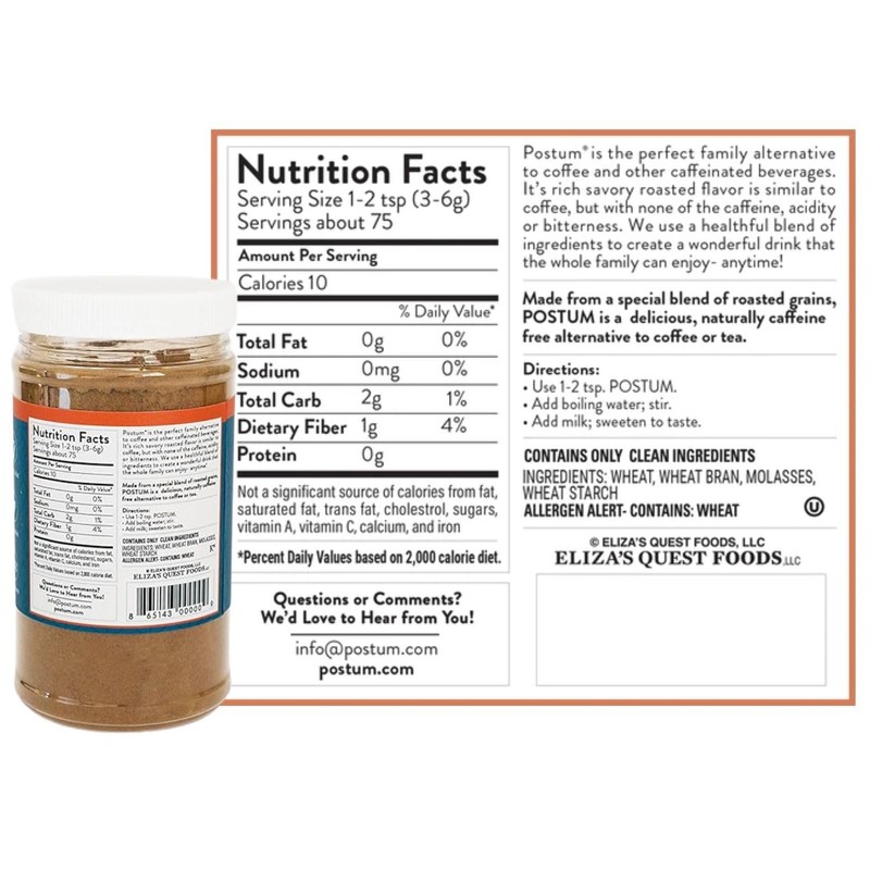 Postum Coffee Substitute Original (2x8oz) | Coffee Alternative Caffeine Free