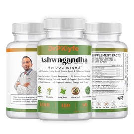 DrPKLyfe Ashwagandha Complex 5-1 Blend with Rhodiola Rosea Supplement, Maca Root, Holy Basil, Siberian Ginseng for Stress Relief, Focus, Sleep, Energy, Vitality - 180 Capsules, US Lab Certified.