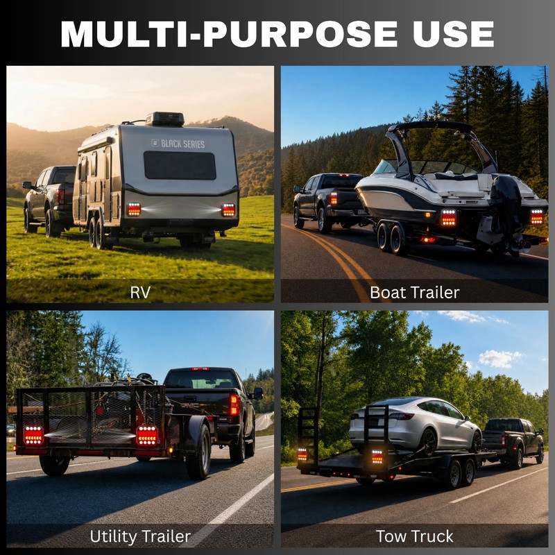 OUTPHORCE Magnetic Wireless Trailer Lights, 2.4GHz Rechargeable LED Trailer Lights