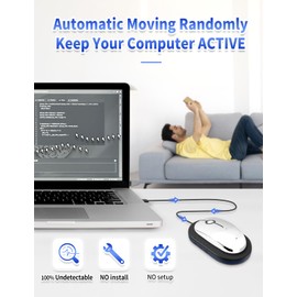 HAOONLIVE Mouse Jiggler, Undetectable Mouse Mover with 0.5H/1H/2H/4H Timing Adjustments, Mouse Moves Randomly Automatically Keeps PC Active, for Wireless & Wired Computer Mice