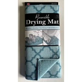 Ritz Trellis Print Reversible Mat Fast Drying Aqua Blue Folds Microfiber 14x21