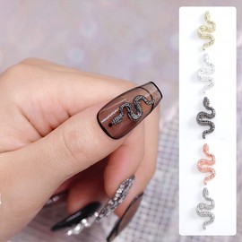 40Pcs Unique Snake Nail Art 3D Nail Charms, Punk Vintage Mixed Colours Animal Nail Accessories, Gothic Retro Serpent Nail Jewelry Rhinestones for DIY Nail Art Designs Supplies (Mixed Snake)
