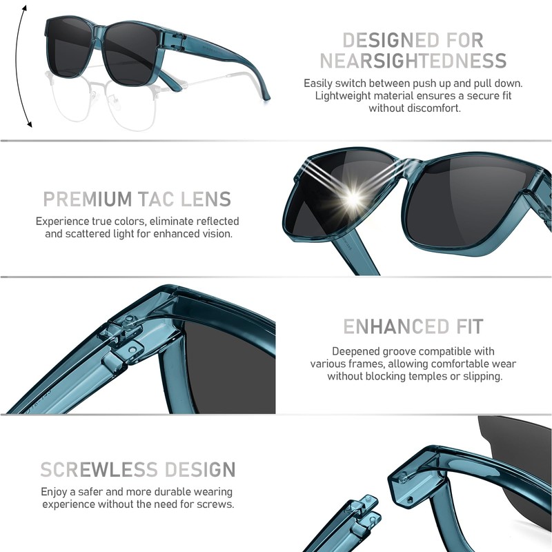 HAOLOTA Over Glasses Sunglasses for Women Men Polarized Square Fit