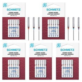 Schmetz 25 Sewing Machine Needles, Leather, Assorted Sizes 80/12, 90/14 & 100/16, Flat Shank 130/705H LL