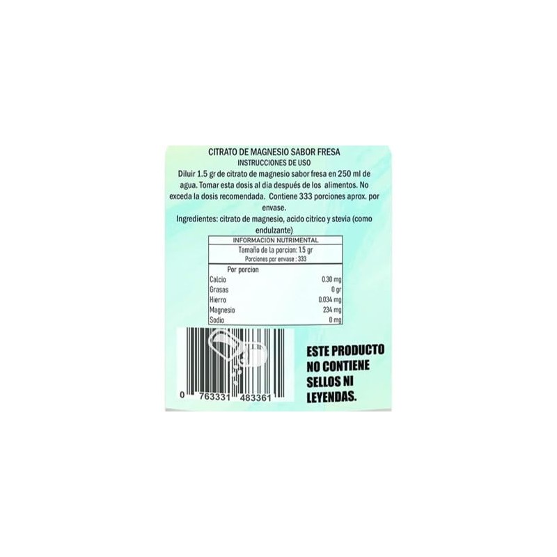 Citrato de Magnesio con sabor fresa 500 gr