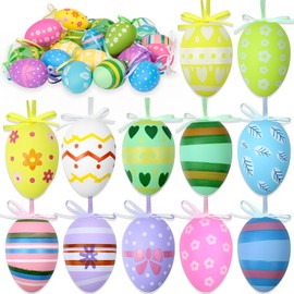 MOAZIFI Easter Decoration, Pack of 12 Easter Eggs, Easter Eggs for Hanging, Easter Decoration Outdoor, Easter Egg Decoration, Easter Decoration for Hanging, for Easter Wreath, Flower Basket, Bouquets,