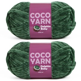 Dolphin Baby Yarn for Crocheting Soft - CocoYarn - Velvet Yarn for Crocheting Amigurumi, Beginner Crochet Chenille Chunky Blanket Fluffy Bulky Knitting (Green-60, Pack of 2)