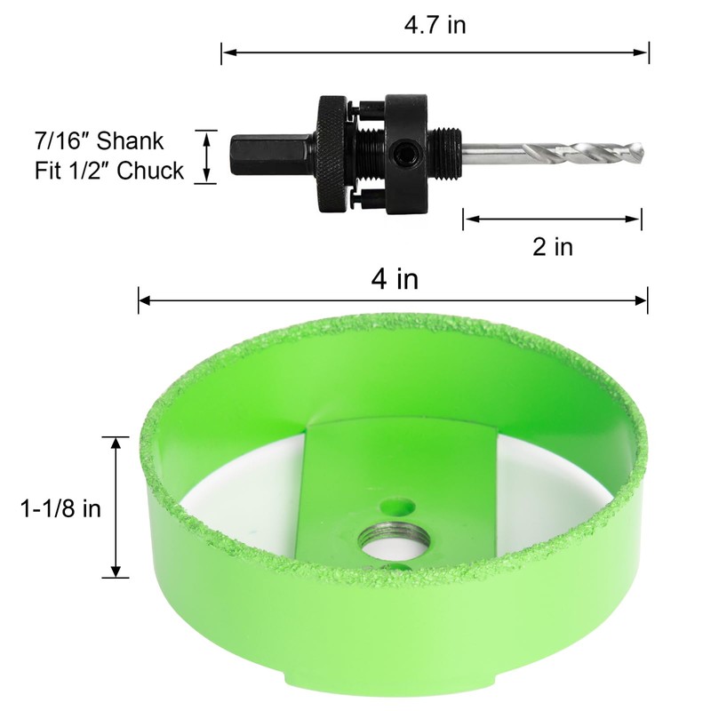 HLOFIZI 4 inch Carbide Hole Saw with Arbor for Recessed