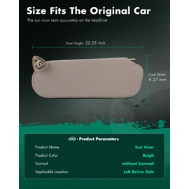 SCITOO Car Sun Visor Assbembly Fit for 1999-2014 for Chevy for Express 1500,1999-2019 for Chevy for Express 2500,2009-2019 for GMC for Savana 4500 Beigh Without Sunroof(Left Driver Side)