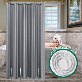 Biscaynebay Fabric Shower Curtain Liner 72" x 72", Dark Grey Water Repellent Stripes Bathroom Curtains Machine Washable