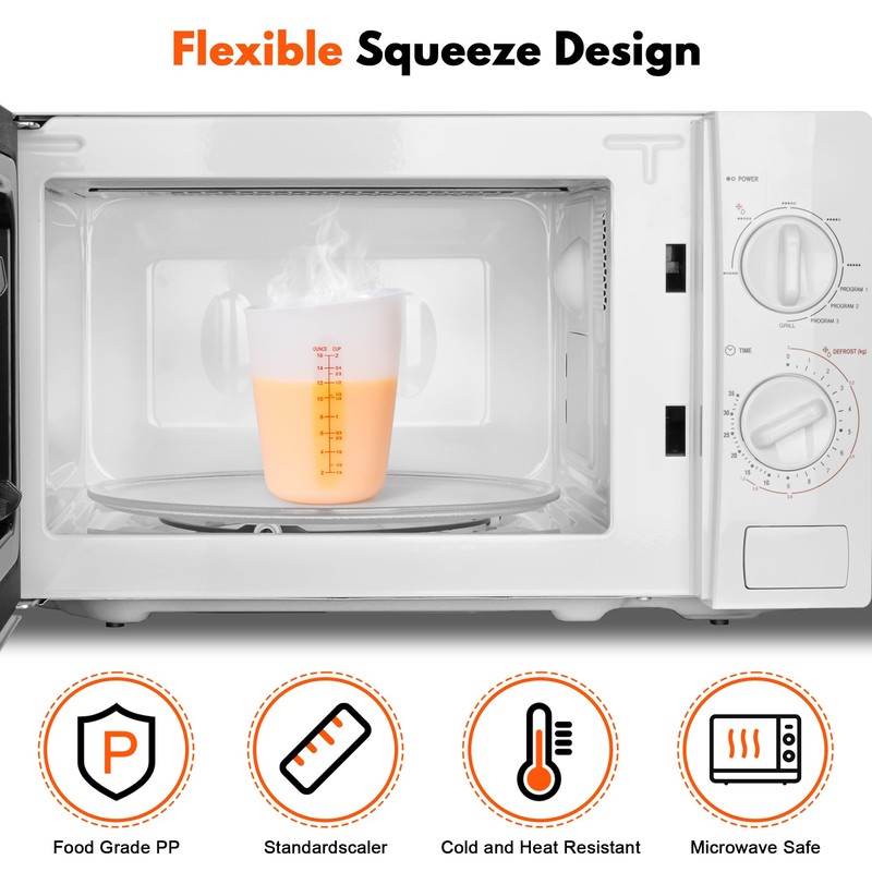Rainspire Upgraded 3 Piece Silicone Measuring Cup Sets Squeeze &