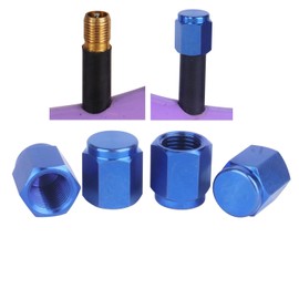 UHDFBDHF 4 PCS Titanium Metal Tire Valve Stem Caps, Dust Proof Covers, Universal Fit for Cars, SUVs, Bike and Bicycle, Trucks, Motorcycles (Blue)
