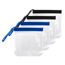 FuninCrea 4 PCS Clear Travel Toiletry Bag, 20 x 20cm Airport Security Sealing Liquid Bag Clear Bag Waterproof Toiletry Bag For Women Men Portable Small Makeup Bag Pouch Travel Essential (Black+Blue)