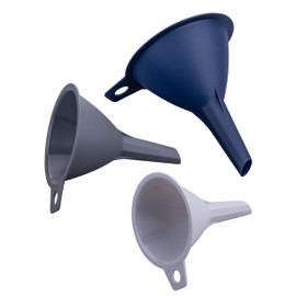 Tasty Plastic Funnel Set of 3: Precise Filling of Bottles & Containers - Perfect for Kitchen & Everyday Use in Grey/Blue