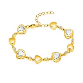 QGJNSGC Urn Bracelet for Ashes Birthstone Bracelets for Women Heart Gemstone Bracelet Jewellery Cremation Memorial Keepsake Urn Bracelet, Stainless Steel, Cubic Zirconia